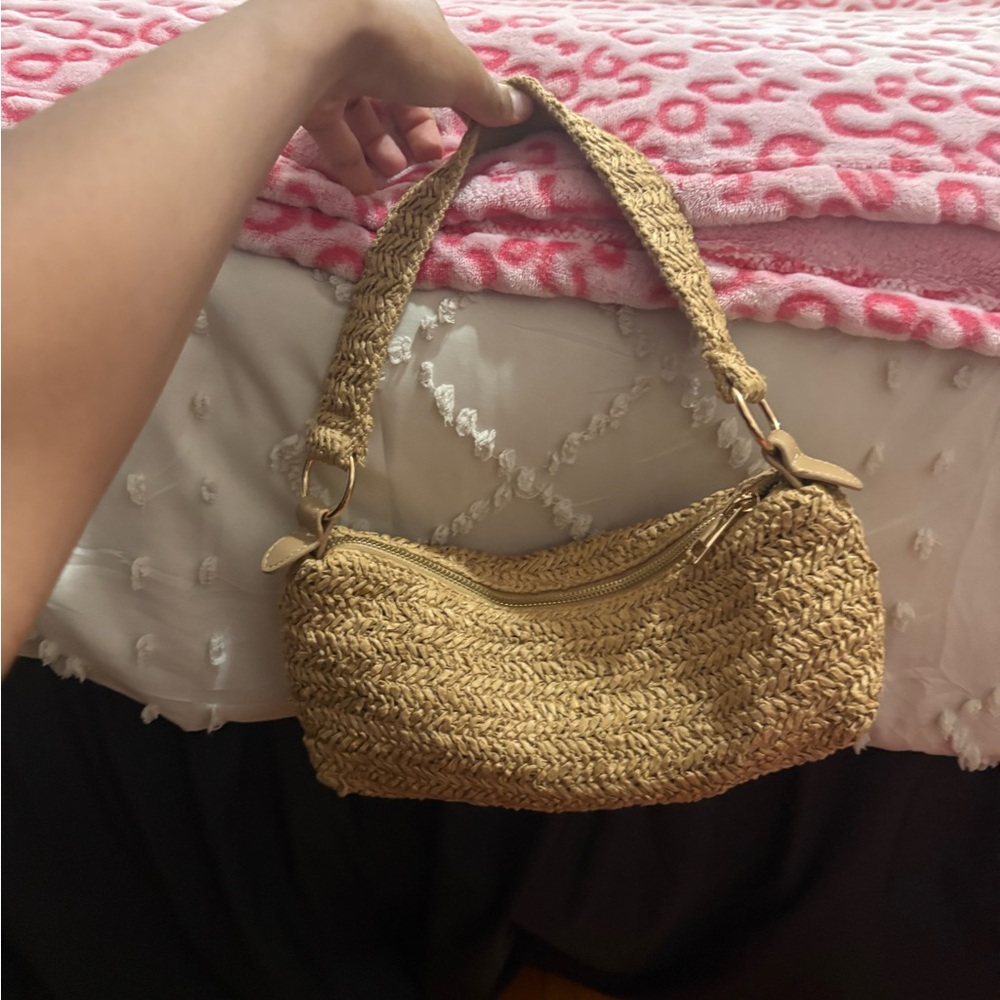 Stylish Tan Woven Handbag